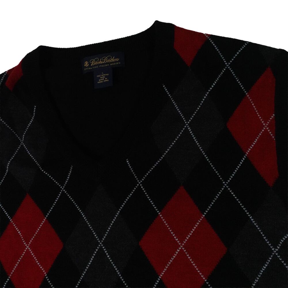 Brooks Brothers Vintage Y2K Argyle Merino Wool Sweater Vest Men's Large
